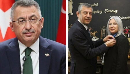 Fuat Oktay’ın eski eşi Bedriye Şahinbaş, CHP’ye katıldı: Rozetini Özgür Özel taktı