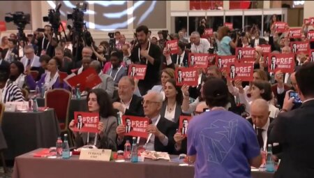 Sosyalist Enternasyonal’de ‘Free İmamoğlu’ pankartı: DEM Partili Hatimoğulları ve Temelli’nin  pankartı kaldırmaması dikkat çekti